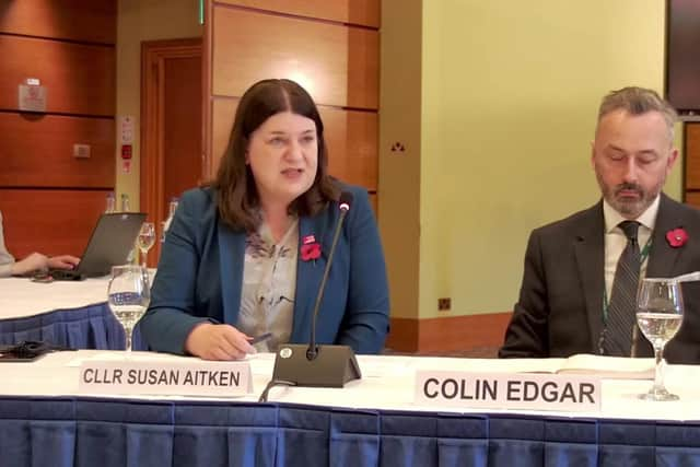 Susan Aitken, the leader of Glasgow City Council, giving evidence to the Scottish Affairs Committee.