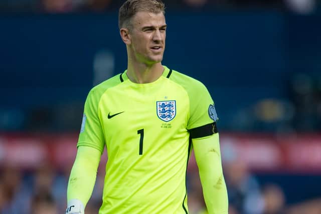 New Celtic keeper Joe Hart in action for England...his early displays for his country leading to team-mate and now Rangers rival Steven Gerrard declaring he would become the best keeper in the world. (Photo by SNS Group/Bill Murray).