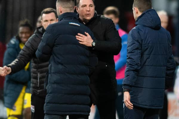 Ross County manager Malky Mackay and Dundee manager James McPake at Dens Park.  (Photo by Mark Scates / SNS Group)