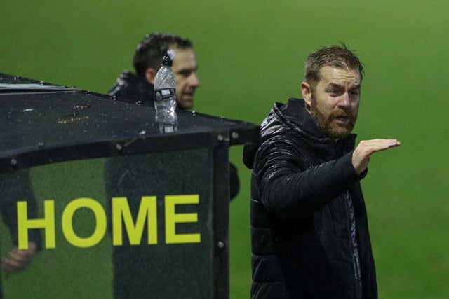 Another narrow defeat will no doubt leave Harrogate manager Simon Weaver looking nervously over his shoulder. Town have lost four of their last five matches in League Two, and could end up being sucked into a relegation battle if they're not careful. (Photo by Alex Dodd - CameraSport via Getty Images)