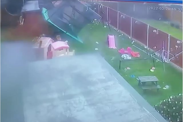 A trampoline tumbles through the air as the tornado hits. (PHoto: Laura Wraith)