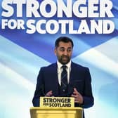Humza Yousaf speaking at Murrayfield Stadium in Edinburgh, after it was announced that he is the new Scottish National Party leader, and will become the next First Minister of Scotland.