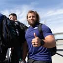 Pierre Schoeman is pictured as Scotland depart for the Rugby World Cup in France from Edinburgh Airport