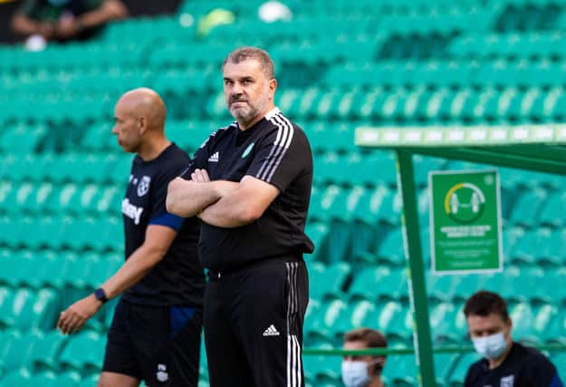 Celtic manager Ange Postecoglou has yet to know the winning feeling - or the feeling of playing in front of a capacity crowd - following two friendlies and a Champions League qualifier under restricted crowds at Parkhead. (Photo by Craig Williamson / SNS Group)