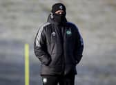 Ange Postecoglou wraps up at training on Tuesday as Celtic prepare for the visit of St Mirren. (Photo by Craig Williamson / SNS Group)