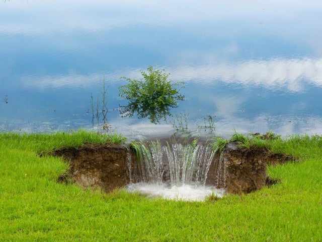 A massive sinkhole opened up on a golf course in Missouri during a tournament in 2013, consuming an entire green and causing a suspension of play.