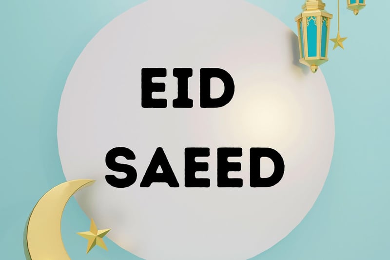 Eid Saeed ("eed sa-eed") is another greeting to acknowledge the end of the holy month of Ramadan, it simply means "happy celebration".