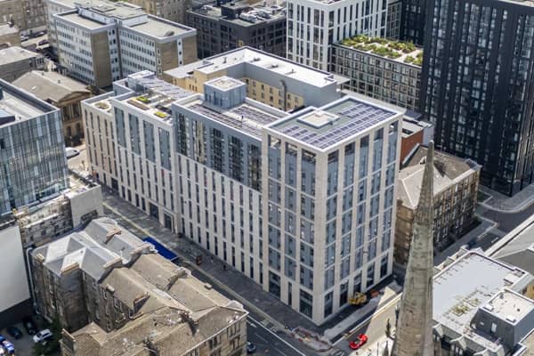 An aerial view of the new iQ Cullen House on Bath Street, Glasgow.