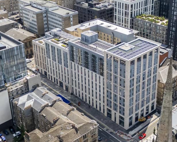 An aerial view of the new iQ Cullen House on Bath Street, Glasgow.