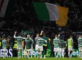 The Celtic players take the acclaim of their fans after the 2-1 win over Ross County.