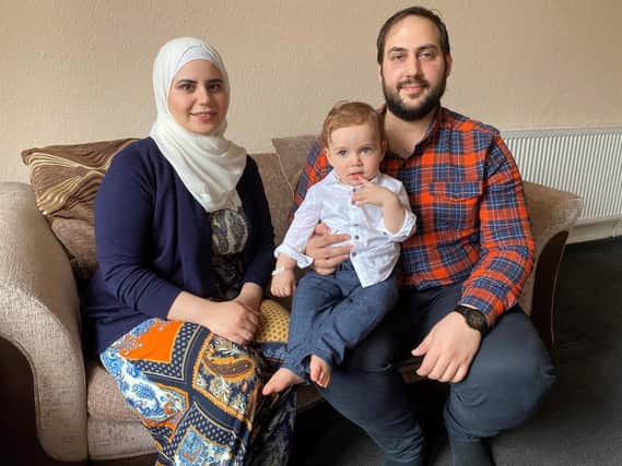 Dr Ahmed Subeh, his wife Dana and son Nabeel, who turns one on Monday.