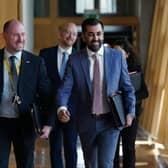 Humza Yousaf arrives for his first First Minster's Questions (FMQs) as Scotland's new leader. Picture: Andrew Milligan/PA Wire