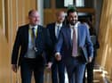 Humza Yousaf arrives for his first First Minster's Questions (FMQs) as Scotland's new leader. Picture: Andrew Milligan/PA Wire