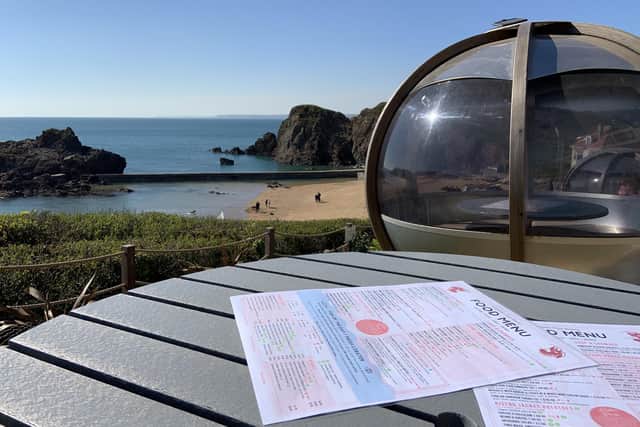 The view over Hope Cove from the Lobster Pod Bistro, Devon.