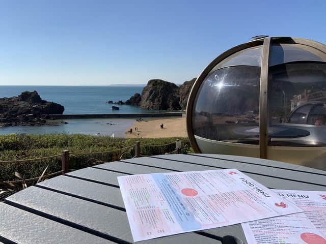 The view over Hope Cove from the Lobster Pod Bistro, Devon.