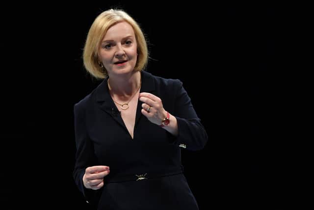 Liz Truss speaks on stage in Birmingham during the Conservative Party leadership campaign. Picture: Getty Images