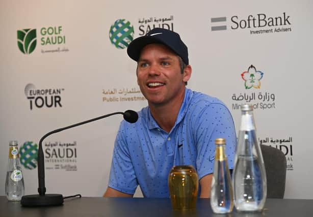 Paul Casey during a press conference prior of the Saudi International powered by SoftBank Investment Advisers at Royal Greens Golf and Country Club in King Abdullah Economic City, Saudi Arabia. Picture: Ross Kinnaird/Getty Images.