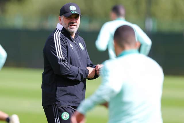 Celtic manager Ange Postecoglou oversees training ahead of Wednesday night's Europa League play-off first leg against AZ Alkmaar.