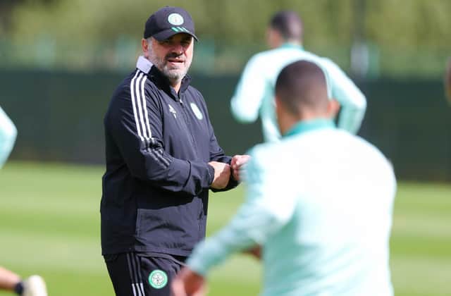 Celtic manager Ange Postecoglou oversees training ahead of Wednesday night's Europa League play-off first leg against AZ Alkmaar.