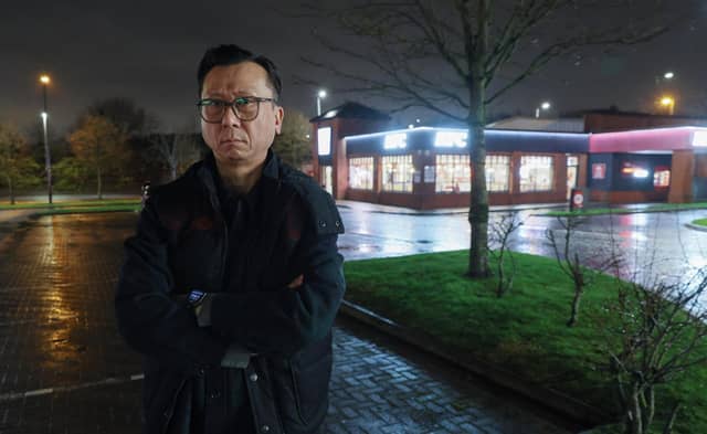 Gordon Teh at the KFC car park in Darnley, Glasgow.