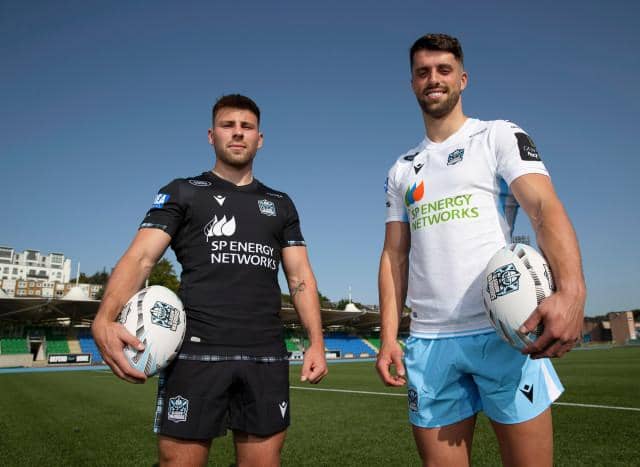 Ali Price and Adam Hastings at Scotstoun in the new playing kit. Picture: Craig Williamson/SRU/SNS