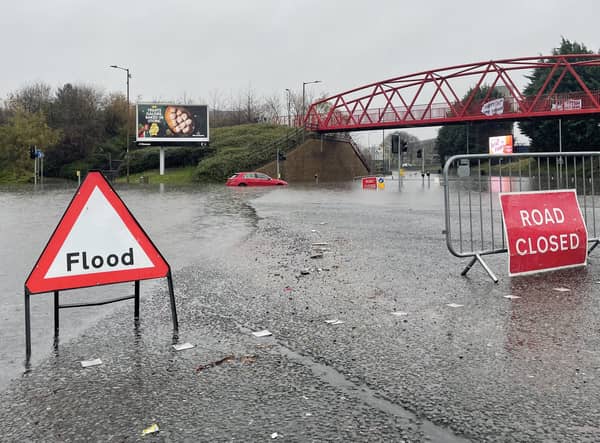 An amber weather warning in eastern Scotland has been extended as heavy rain drenches parts of the country.