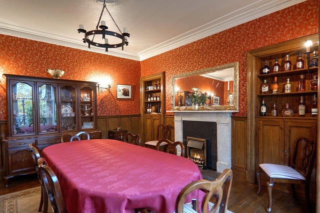 The dining room is large yet cosy