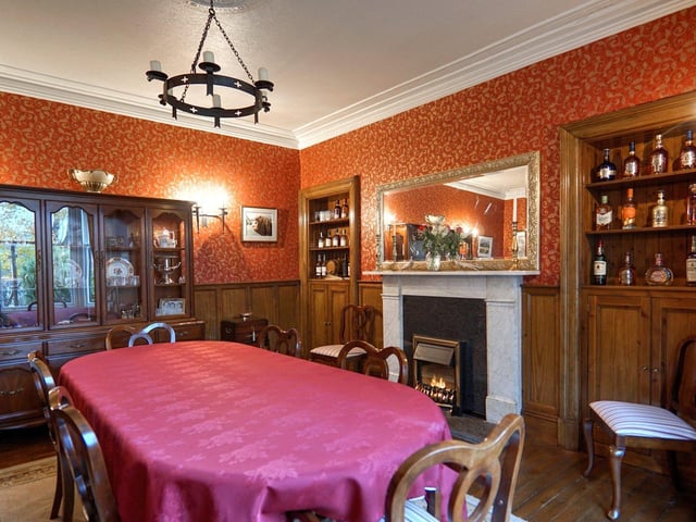The dining room is large yet cosy