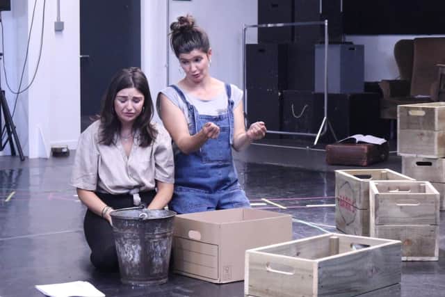 Chiara Sparkes and Carmen Pieraccini in rehearsals for Tally's Blood PIC: Courtesy of Perth Theatre