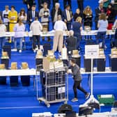 Ballot boxes at the Glasgow City Council count at the Emirates Arena, in Glasgow, in the local government elections (Photo: Jane Barlow).