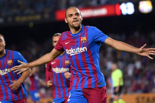 Barcelona forward Martin Braithwaite will miss this weekend's clash with Scotland in Copenhagen. Picture: Getty