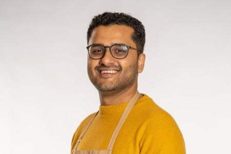 Raised in Saudi Arabia to Pakistani parents, Abdul is the middle of three children – and the one who got into trouble for pulling apart the electronic devices around the house! All’s well that ends well, though, and he is now an electronics engineer, dividing his time between London and Cambridge. A keen salsa dancer, and a self-confessed space nerd, his interest in baking began when he and his graduate colleagues baked for each other to brighten up their daily coffee breaks. He applies his precision thinking to the chemistry of creating bakes. Matcha is among his favourite flavours.