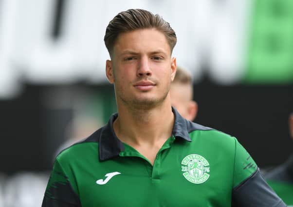 Goalkeeper Kevin Dabrowski will depart Hibs in the summer after agreeing a loan move to Queen of the South for the second half of the season. (Photo by Mark Scates / SNS Group)