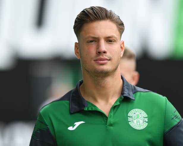 Goalkeeper Kevin Dabrowski will depart Hibs in the summer after agreeing a loan move to Queen of the South for the second half of the season. (Photo by Mark Scates / SNS Group)