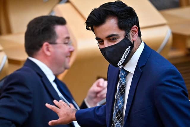 Humza Yousaf Cabinet Secretary for Health and Social Care arrives for the statement at the Scottish Parliament in Edinburgh, on the next stage of lockdown easing. Picture date: Tuesday June 1, 2021.