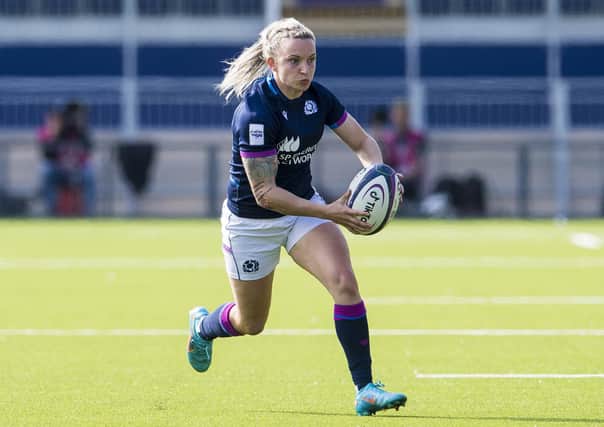 Chloe Rollie in action for Scotland during a TikTok Women's Six Nations match between Scotland and England.