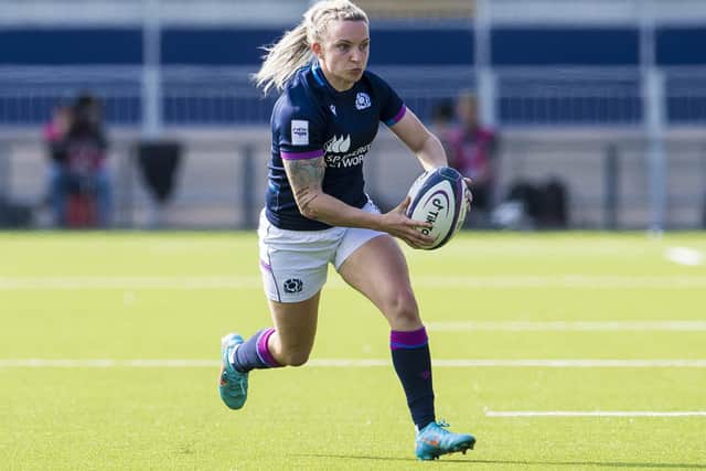 Chloe Rollie in action for Scotland during a TikTok Women's Six Nations match between Scotland and England.
