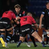 Richie Gray takes the game to Cardiff during Glasgow Warriors' 52-24 win at Scotstoun. (Photo by Ross MacDonald / SNS Group)