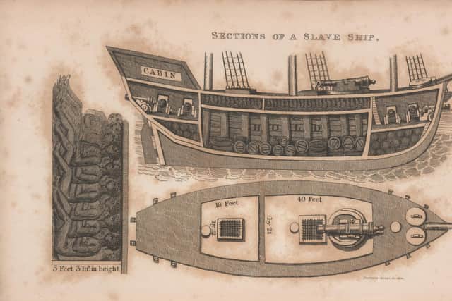 Section of a slave ship carrying cargo and slaves. PIC: John Carter Brown Library.