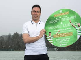 Celtic icon Scott Brown returns to his old Lennoxtown stomping ground to promote a special evening to be held at the SECC on May 18 that will see the  37-year-old and former team-mate Mikel Lustig  honoured. (Photo by Craig Foy / SNS Group)