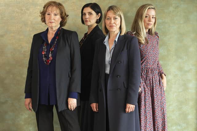 The Defoe women, a family of family lawyers, are back in Season Three of The Split. Ruth (Deborah Findlay), Nina (Annabel Scholey, Hannah (Nicola Walker), Rose (Fiona Button). Pic: Tereza Cervenova/BBC / BBC Studios / Sister