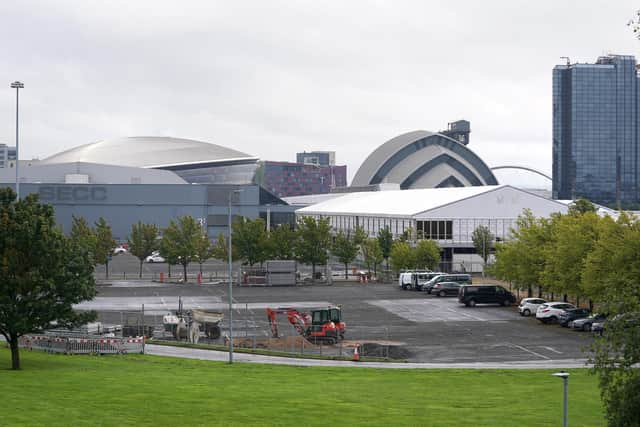 Infrastructure being put in place at the Scottish Event Campus in Glasgow, the site of the upcoming UN Climate Change Conference of the Parties - also known as Cop26.