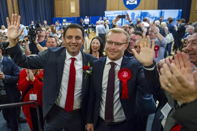 Scottish Labour leader Anas Sarwar with Michael Shanks at the count. Picture: Lisa Ferguson