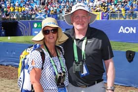 Carol and Dougie MacIntyre pictured during last year's Ryder Cup at Marco Simone Golf Club in Rome, Italy. Picture: Andrew Redington/Getty Images.