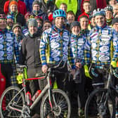 Mark Beaumont and Rob Wainwright with other participants of the Doddie 500 challenge, before they set off on Thursday.