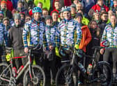 Mark Beaumont and Rob Wainwright with other participants of the Doddie 500 challenge, before they set off on Thursday.