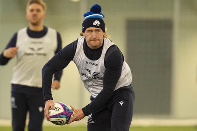 Stuart Hogg during a Scotland training session at the Oriam this week.  (Photo by Ross MacDonald / SNS Group)