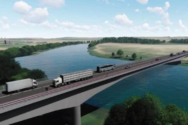 An artist' impression of the  £118m bridge that will be built over the River Tay north of Perth. PIC: Contributed.