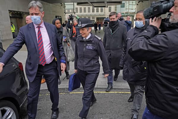 Metropolitan Police chief Dame Cressida Dick leaves BBC Broadcasting House, London, following her appearance on BBC Radio London.