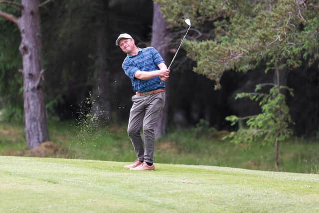Greig Hutcheon watches a shot during the third round of the PGA Professional Championship at Blairgowrie. Picture: Adrian Milledge.